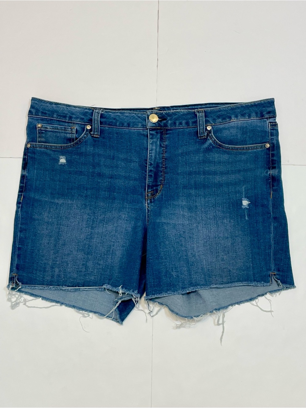 Seven7 Weekend Short Distressed Blue Denim Jean Shorts Size 16
